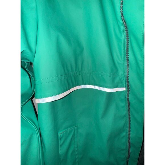 Girly Girl Originals Mint Rain Coat with Reflective Stripes Over Sized Sz S - Picture 6 of 12